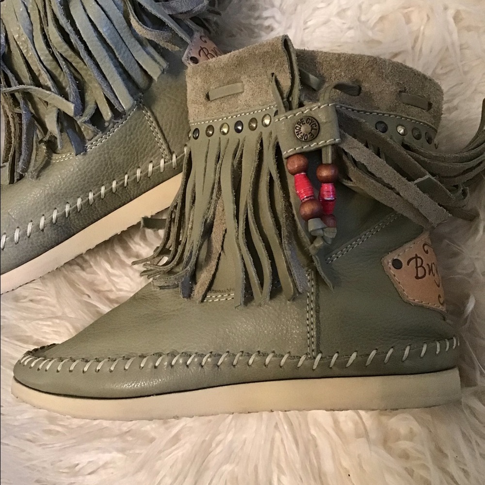 Sage leather booties